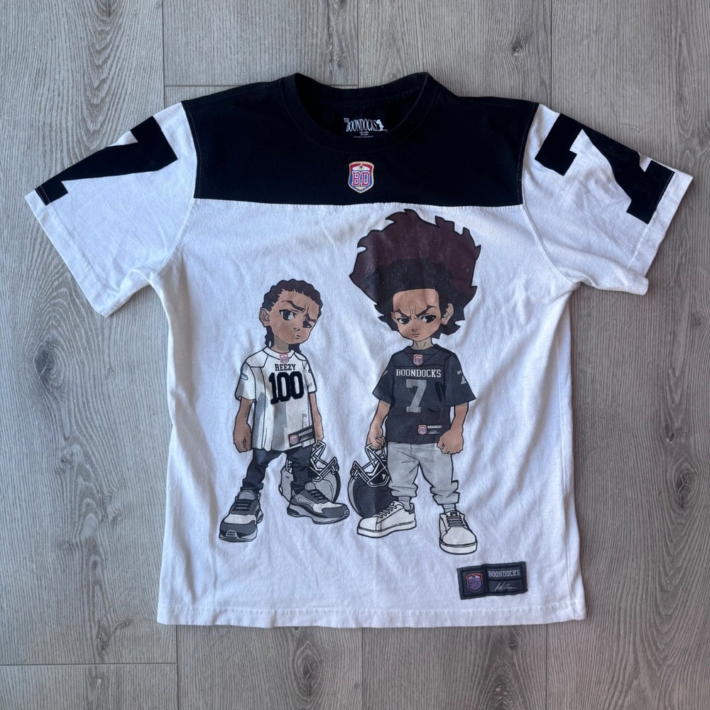 The Boondocks Huey Riley Football Graphic T Shirt Mens Medium Black White